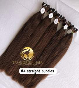 Extensiones de Cabello Liso, Paquete de Extensiones de Cabello de Visón Camboyano, Templo Indio Virgen, 22 '', Color #4, Proveedor de Donante Único, 100% - Product Image 4