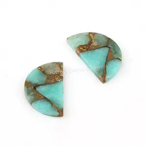 High Quality Wholesale Natural 10x30mm Smooth Flat Half Moon Shape Amazonite Copper Gemstone Jewelry Making Stones Manufacturer