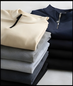Sweat-shirt en molleton de coton épais à col ras du cou, demi-zippé, 420 GSM, personnalisable, pour marque privée, usine - Product Image 5