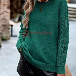 Pulls en tricot à manches longues pour femmes, personnalisables, respirants, en coton/polyester, de haute qualité, services OEM - Product Image 3