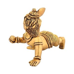 Estatua decorativa de Krishna de latón grande hecha a mano para el hogar, festivales y ocasiones - Product Image 3