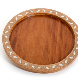 Decorative Wooden Tray Featuring Mother Of Pearl Inlay Ideal For Ramadan <b>Eid</b> Snacks <b>Gift</b> Display Or Hospitality Presentation - Product Image 4