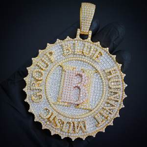 Pendentif tête de mort personnalisé avec lettre personnalisée 5Ct Princess Cut Moissanite 14K Rose Plaqué Or Sterling Silver Style Hip Hop - Product Image 1