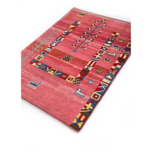 Tapis en laine noués à la main Nuray, géométriques, 9x12, pour salon, chambre, couloir, rectangulaires, abstraits, coloris orange et rouge - Pae-255 - Product Image 2