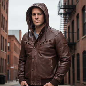 Genuine Leather hoodie for <b>men</b> / Hooded Leather Jackets for <b>Men</b> and Women in Premium Quality | Jacket With Hood - Product Image 1