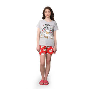 Conjunto de Pantalones Cortos Rojos Casuales, 100% Algodón, Tejido de Punto, Suaves - Product Image 1