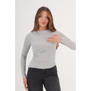 Blusa Gris de Manga Larga para Mujer con Abertura Lateral, Producto al por Mayor - Product Image 5