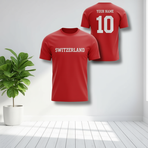 Set di Maglie da Calcio Personalizzabili Ispirate alla Svizzera, Rosso e Bianco, per Tifosi, con Nome e Numero, Prodotto Accessorio - Product Image 3