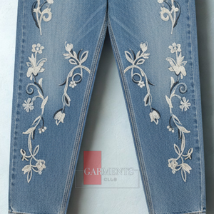 Jeans Bordados para Hombre, Pantalones Vaqueros con Bordado Floral Personalizado, Jeans de Sarga Vaquera Premium de 400 GSM, Jeans de Diseño de Moda - Product Image 3