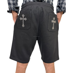 กางเกงขาสั้นผ้าฟลีซสำหรับผู้ชายกางเกงขาสั้นผ้าคอตตอนแบบวินเทจพิมพ์ลาย - Product Image 2