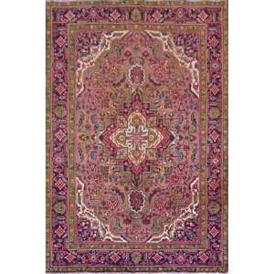 Persian Semi Antique Hand Knotted Persian Tabriz Rugs Red, 10'X 6'6, Panr10554 (Red : 10554) - Product Image 1
