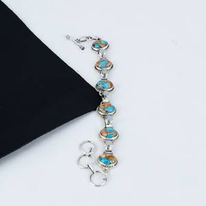 Bracelet en pierre de lune naturelle, pierre précieuse turquoise, fait à la main, en argent sterling 925, cadeau pour femmes - Product Image 6