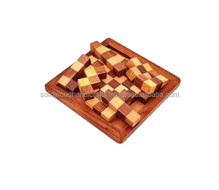 3D-Puzzle quadratische Form Schach-Mix-Platte 13-teiliges Holzpuzzle für Kind Spaß hölzernes 3D-Puzzle für Kind | Jigsaw-Puzzle