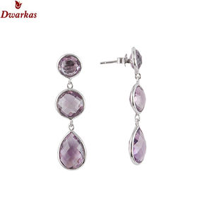 <b>Top</b> quality 925 sterling silver natural amethyst bezel set <b>earring</b> for women and girl gift jewelry low price wholesale - Product Image 4