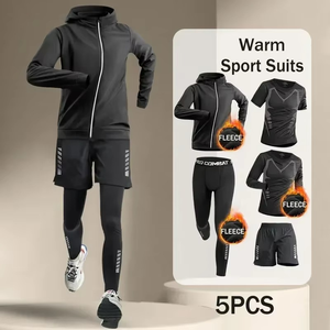 Conjuntos Deportivos para Hombre de Otoño, 2-5 Piezas, para Correr al Aire Libre, Fitness, Trotar por la Mañana, Estampados, Lisos, de Secado Rápido, Resistentes al Viento, Ecológicos, 100% - Product Image 5