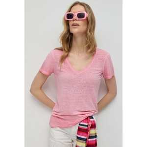 Camiseta básica de lino con cuello en V - Product Image 1