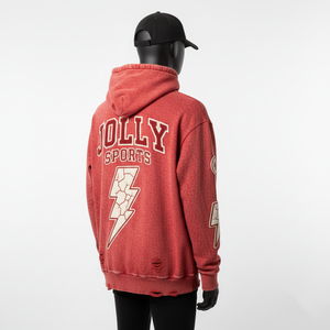 เสื้อมีฮู้ดผ้าขนแกะผ้าฝ้าย GSM 350เกรดพรีเมี่ยมสีแดงซักได้ปักโลโก้และแขนเสื้อได้ตามต้องการ - Product Image 2