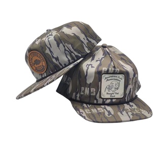 Vietnam Factory Custom Flat Brim 256 Camo Snapback Cuerda Sombreros Logotipo de cuero Caza Pesca Camo Sombreros Camuflaje 256 Cuerda Sombreros - Product Image 1
