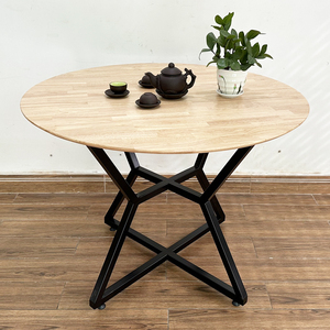BA68138 Round Dining <b>Table</b> 100/120cm Rubber <b>Wood</b> with Iron Legs Resin <b>Top</b> Marble Living Room Furniture Set - Product Image 2