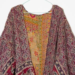 Women Pure Cotton Vintage Kantha Kimono Jacket <b>Free</b> Size Adjustable Mid Length Kimono Jacket For Women - Product Image 2