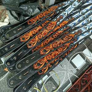 Nuevo diseño Floral tallado a mano colorido pintado occidental Rodeo cinturón de lujo vaquero vaquera cinturón de cuero de vaca de longitud personalizada - Product Image 6