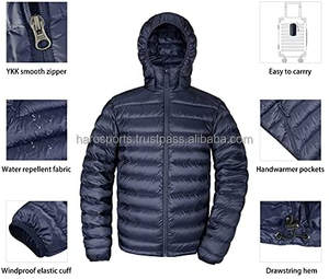 Chaqueta acolchada para hombre, ligera y a la moda, con capucha, abrigo de algodón fino con cremallera, Multicolor, de talla grande - Product Image 5