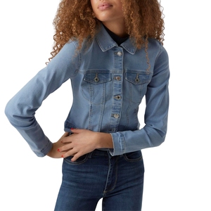 Chaqueta Vaquera de Corte Regular para Mujer, Detalle de Botones, Estilo Vintage Lavado, Ligera y Casual para Uso Diario - Product Image 2