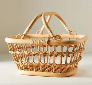 Ensemble de 2 plateaux de service ronds en bambou et rotin faits à la main et écologiques Nouveau produit de la vente en gros de matériaux en bois d'Inde - Product Image 5