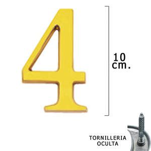 ตัวเลขทองเหลือง "4" 10 ซม. พร้อมสกรูแบบซ่อน (บรรจุภัณฑ์พลาสติก 1 ชิ้น) - Product Image 1