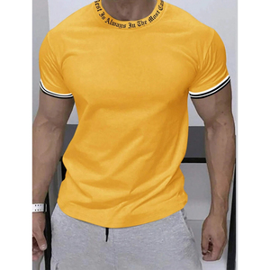 T-shirt personnalisé à col rond pour homme, couleur unie, coton et polyester, manches courtes, vente en gros, t-shirts vierges pour impression - Product Image 1