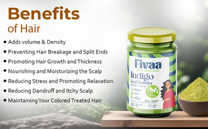 Polvo de índigo herbal puro Fivaa 200 g tinte natural para cabello negro brillante y sedoso hombres mujeres seguro sin químicos cuero cabelludo amigable - Product Image 4