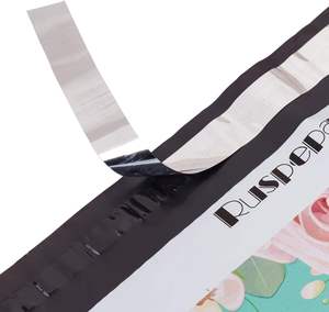 Sobres de Envío Ecológicos Impermeables de Poliéster, con Notas de Agradecimiento y Flores, Color Verde Azulado, 3 Mil, Resistentes, Autosellables - Product Image 2