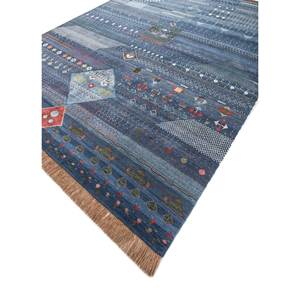 Tapis en laine et soie de bambou noué à la main à motif géométrique bleu Freedom Manchaha pour la décoration de la maison et du salon - Les-8269 - Product Image 2