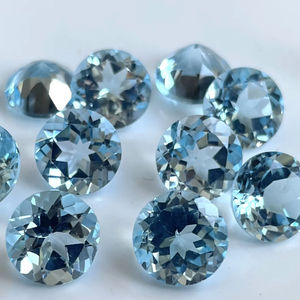 Topaze Bleu Ciel Naturelle Coupe 10mm Ronde à Facettes-Lâche Topaze Bleu Ciel Ronde - Product Image 1