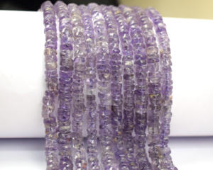 Brins brésiliens de 10mm de perles de pierres précieuses d'améthyste en forme de Heishi à coupe lisse faite à la main pour la fabrication de bijoux - Product Image 5