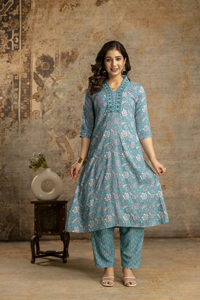 Imprimé Dupatta travail à la main fabricant indien élégant rayonne Kurta pantalon concepteur rayonne Kurta ensemble vêtements ethniques légers - Product Image 3