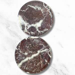 Juego de Posavasos de Mármol Rosso Levanto de 4 Pulgadas, Posavasos de Piedra Natural Hechos a Mano, Decoración de Hogar de Lujo - Product Image 2