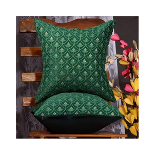 Luxury 18x18in 100% Cotton Embroidered Herringbone <b>Cushion</b> Dyed With Eco Pigments For Bulk Wholesale Fast Shipping & Custom Logo - Product Image 1