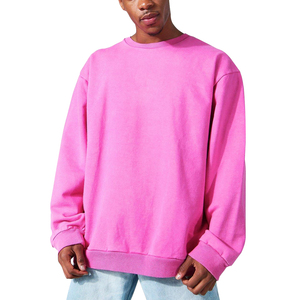 Nouveau sweat-shirt pour homme en molleton 100% coton, couleur unie, effet délavé, style streetwear, avec broderie de logo personnalisé et poche, idéal pour l'hiver. - Product Image 1