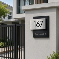 Plaque de porte personnalisée moderne à double couche pour numéro de maison, adresse, nom de villa, extérieur