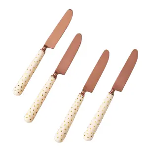 Polka resin cutlery set of 4 dipper in copper spoon in high grade stainless steel for hotel restaurant dining factory price