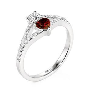 Jeulia Custom Split Shank Promise <b>Ring</b> with 2 Birthstones in Rose Gold and Rhodium Plating - Product Image 3