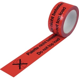 Cinta de Advertencia Roja de Polipropileno TRANSPAK, 66 m de Longitud, 50 mm de Ancho, Rollo Adhesivo de Oficina, No Cargar en Palés - Product Image 1