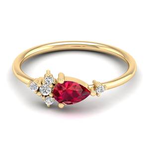 Anillos de Compromiso REYES con Nuevo Diseño en Plata de Ley 925 con Corte de Pera y Gema de Rubí de 0.5 Quilates para Mujer, Joyería de Moissanita con Certificado GRA - Product Image 1