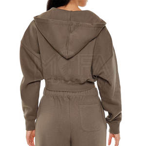 Sudaderas con capucha cortas con cremallera de alta calidad para mujer Material transpirable y antiarrugas Logotipo personalizado disponible - Product Image 2