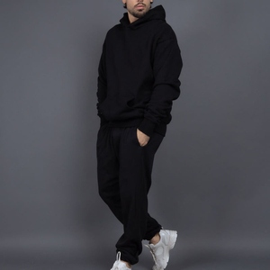 Ensemble de pantalons de survêtement à capuche en coton de haute qualité unisexe Tenue de jogging pour hommes avec capuche et cordon de serrage pour l'hiver - Product Image 3
