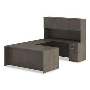 Alera AE1NZK-S2472UF Serie Sevilla 72 pulgadas. X 24 pulgadas X 29 Pulgadas Organizador de Oficina de Nogal con Pedestal Derecho y Credenza - Product Image 5