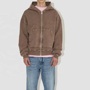 Sweats à capuche pour hommes avec logo personnalisé de haute qualité 100% coton 450Gsm surdimensionné éponge française Vintage lavage à l'acide épaule tombante pour l'hiver - Product Image 2