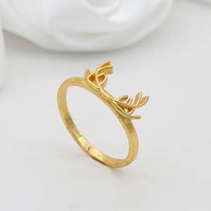 Anillo de asta de alce con corte de caradón para mujer, anillo de latón, joyería de moda, accesorios al por mayor para hombres, accesorios rellenos de oro de 18K - Product Image 3