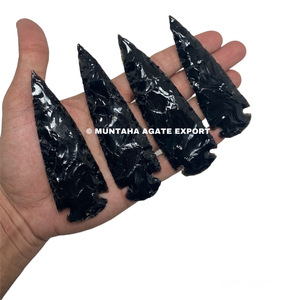 Punta de Flecha de Obsidiana Negra de 3-3.5 Pulgadas, Piedra Preciosa Hecha a Mano, Calidad Premium, Estilo Mascota, Venta al por Mayor de MUNTAHA AGATE - Product Image 4